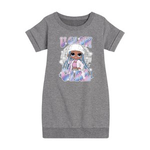 Girls' - LOL Surprise! - Winter Dolls Graphic Short Sleeve Fleece Dress - 1 of 4