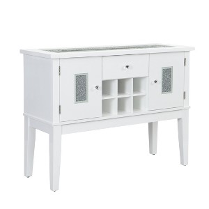 48" Elizaveta Kitchen and Dining Cabinet Faux Crystal Diamonds andWhite High Gloss Finish - Acme Furniture: Wood Composite, 4 Shelves, 1 Drawer - 1 of 4