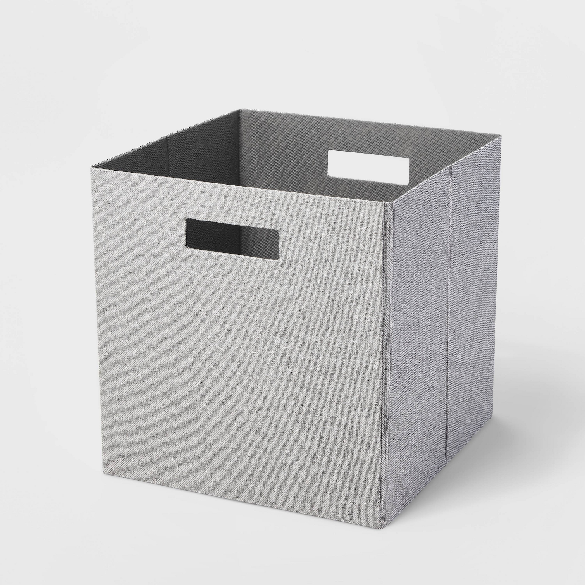13" x 13" Fabric Bin Chunky Linen Fossil - Brightroom™