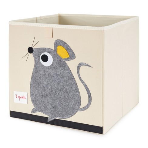 3 Sprouts Large 13 Inch Square Children's Foldable Fabric Storage Cube Organizer Box Soft Toy Bin, Gray Mouse - image 1 of 4