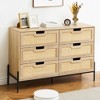 Rattan 6 Drawers Dresser, 47.2''Wx15.7''Dx32.3''H Boho Dresser with Metal Handles - 3 of 4