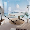 Nasitip 12FT 2-Person Hammock with Stand, 450LB Capacity Quilted Fabric Hammock with Pillow & Pocket, Gray/White Outdoor Lounger - 2 of 4