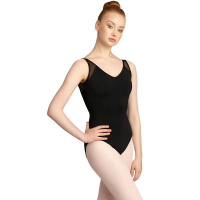 Capezio Ca1Ev 126 meryl Mesh Yoke Korte Mouw Turnpakje meryl Lycra - Zwart, Medium