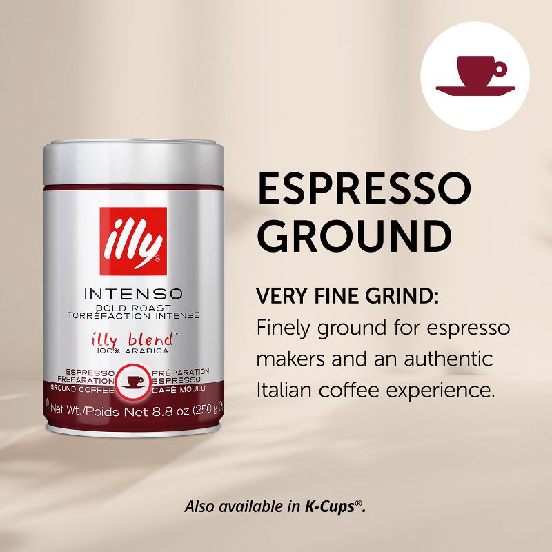 Illy Intenso Dark Roast Espresso Ground Coffee - 8.8oz, 4 of 12