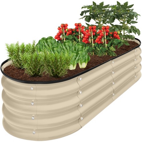 Best Choice Products 4x2x1ft Outdoor Raised Metal Oval Garden Bed 