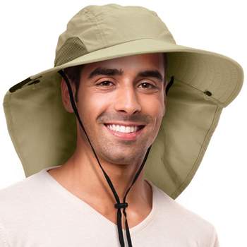 Sun Cube Wide Brim Sun Hat With Neck Flap, Upf50+ Hiking Safari Fishing Hat  For Men Women, Sun Protection Beach Hat (beige) : Target