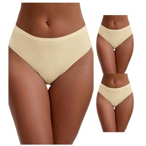 INSPIRE CHIC Women's Elastic Waistband Mid-Waisted Briefs Full Coverage Underwear 3 Packs - 1 of 4
