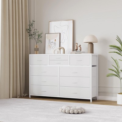 10-Drawer Dresser TV Stand, Small TV Cabinet with Metal Frame, Chest of Drawers
