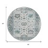 Teal Blue And Gray Floral Washable Indoor Outdoor Area Rug - 3 of 4