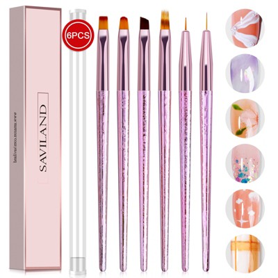 Saviland Pro Salon RoseGold Brush Kit - 6PC Precision Gel Brushes for Salon-Level Polish .(Size: 6 Count)