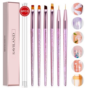 Saviland Pro Salon RoseGold Brush Kit - 6PC Precision Gel Brushes for Salon-Level Polish .(Size: 6 Count) - 1 of 4
