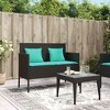 vidaXL Outdoor Loveseat Bench - Black PE Rattan, Padded Blue Cushions, Storage Under-Seat, Weather-Resistant, Garden/Patio Furniture, 44.5"x24"x34.3" - 3 of 4