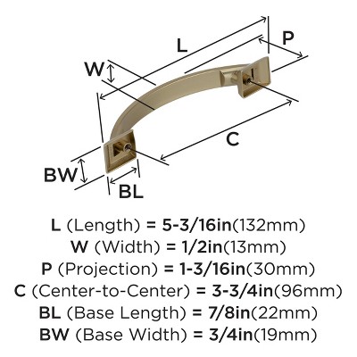 Golden Champagne 3-3/4 Inch Arch Cabinet Pull