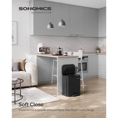 Ink Black Stainless Steel 5.2-Gallon Kitchen Trash Can with Pedal