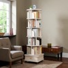 Mshliw 6-Tier 360° Rotating Bookshelf with Wheels and Drawer, Space-Saving Round Spinning Bookcase Tower for Bedroom and Living Room - 3 of 4