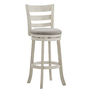 Inspire Q Hooper Barstool Antique White Finish/Gray Linen - 1 of 4