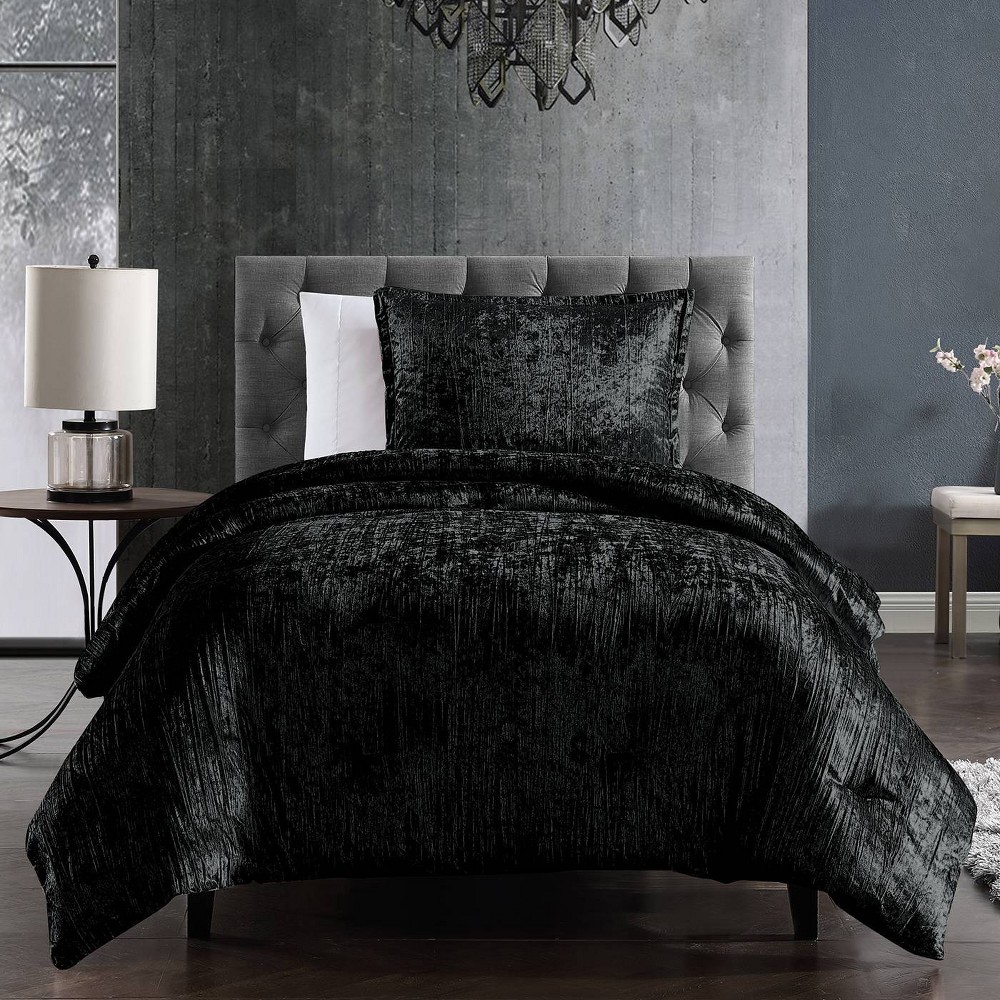 Photos - Bed Linen 2pc Twin Turin Comforter Set Black - Riverbrook Home