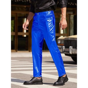 COOFANDY Men's Metallic Shiny Pants Night Club Pants 70s 80s 90s Disco Pant Party Dance Straight Leg - 1 of 4