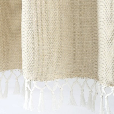 Taupe Cotton Light-Filtering Rod Pocket Panel Curtains with Tassels