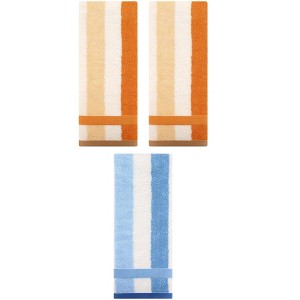 REGALWOVEN 3 Pack Striped Cotton Bathroom Decorative Hand Towels 13" x 29" - 1 of 4