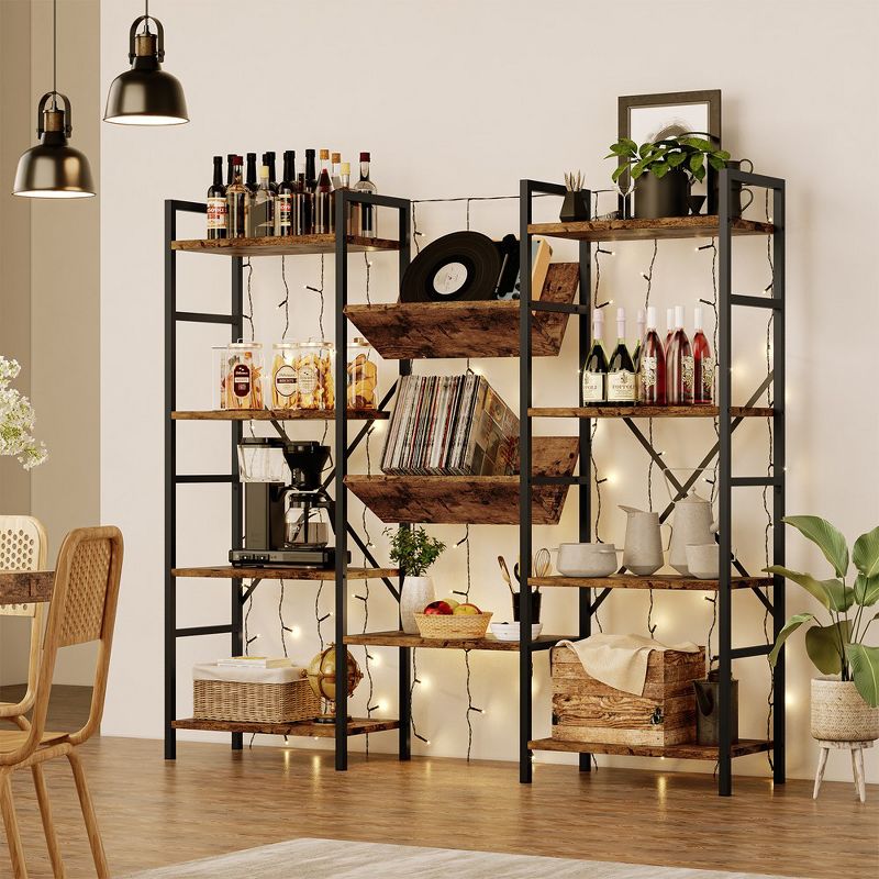 4 Tier Bookshelf, Industrial Bookcase with Storage, Open Large Metal Frame Display Shelves for Living Room, Bedroom, Home Office-Vintage, 3 of 8