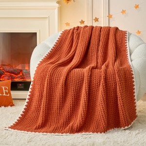 Snuggle Sac Reversible Waffle Knit Throw Blanket Cozy Microfiber Throw - 1 of 4