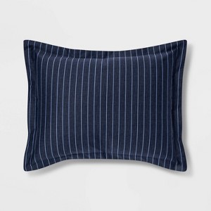 Standard Family Friendly Stripe Pillow Sham Navy - Threshold , Size: Standard Sham, Blue