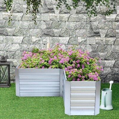 L-Shaped Galvanized Steel Raised Garden Bed - 47.8" x 20.5"