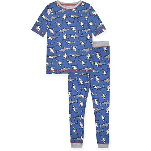 Sleep On It Boys 2- Piece Super Soft Jersey Snug Fit Pajama Set- Sharks,  Blue & Grey Pajama Set for Toddler Boys, Size 3T