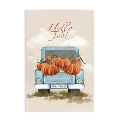 Stupell Industries Hello Fall Seasonal Autumn Pumpkins Wall Plaque Art