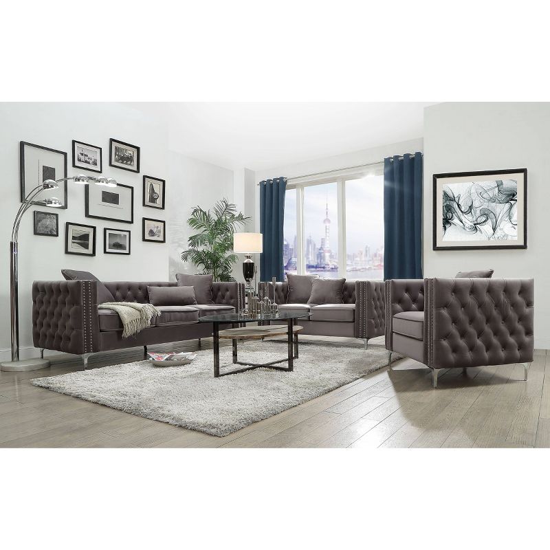 40&#34; Gillian Ii Chair Dark Gray Velvet - Acme Furniture, 1 of 9