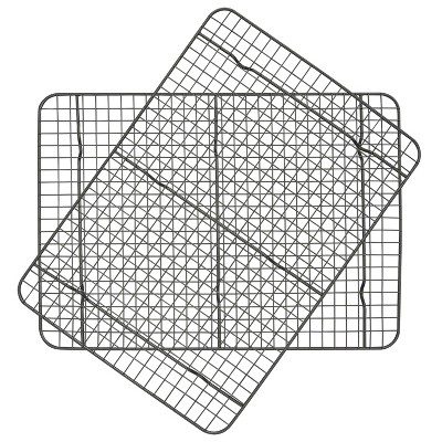 Ash Gray Non-Stick Carbon Steel 2-Piece Cooling Rack Set