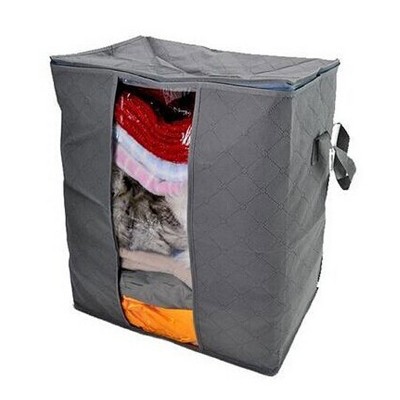 Unique Bargains Foldable Clothes Storage Bins Closet Organizers with Reinforced Handles Blankets Bedding Grey