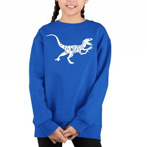 LA Pop Art Velociraptor - Girl's Word Art Crewneck Sweatshirt - 1 of 3