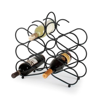 Black Metal Scroll Design 12-Bottle Wine Rack