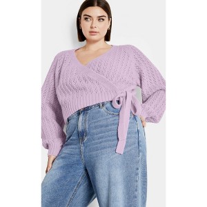 Women's Plus Size Isla Cardigan - lilac | CITY CHIC - 1 of 4