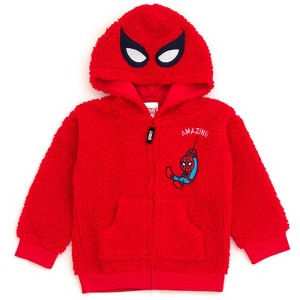 Marvel Avengers Spider-Man Cozy Faux Sherling Cosplay Hoodie Toddler - 1 of 4