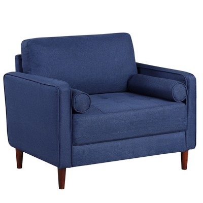 Costway Accent Chair Oversized Linen Club Armchair w/ Pillows & Rubber Wood Legs
