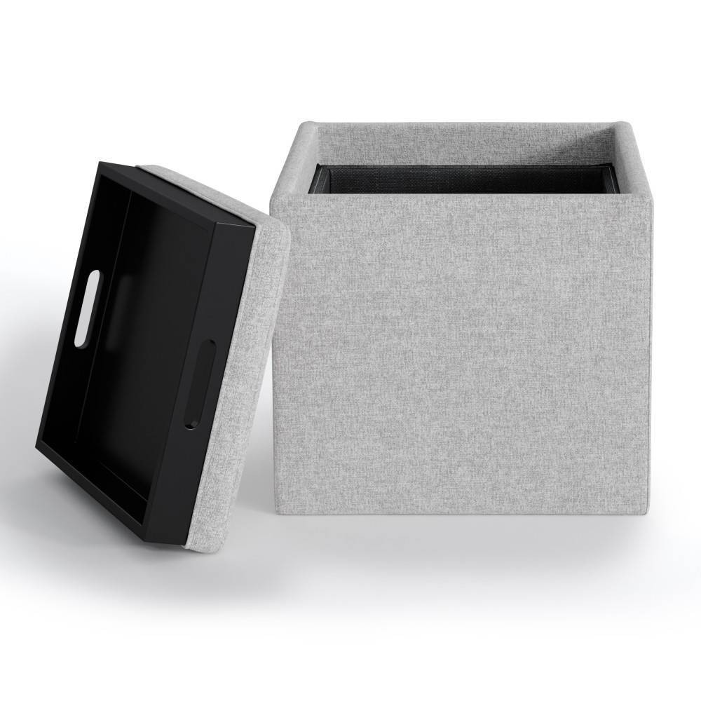 Photos - Pouffe / Bench 17" Townsend Cube Storage Ottoman with Tray Cloud Gray - WyndenHall