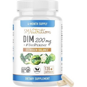 DIM 200mg with BioPerine, Estrogen Supplement for Women, Supports Hormone Balance, SMNutrition, 120 Capsules - 1 of 4