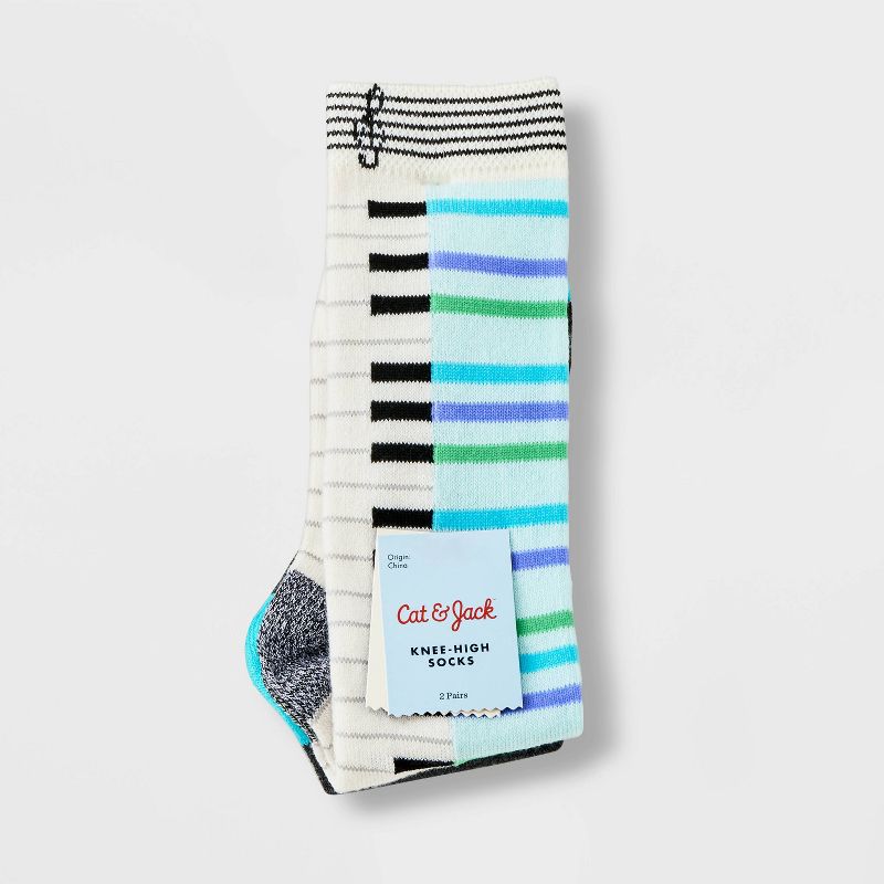 Girls' 2pk Piano Knee High Socks - Cat & Jack™ Cream, 3 of 5