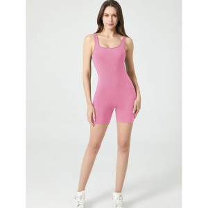 DOMETOUR Sports Yoga One-Piece Jumpsuit for Women, Breathable Sleeveless Tank Top Shorts - 1 of 4