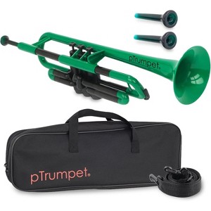 pInstrument pTrumpet Plastic Trumpet – Includes 3C & 5C Mouthpieces, Carrying Bag – Lightweight Bb Design with Ergonomic Grip – Durable ABS Build - 1 of 4