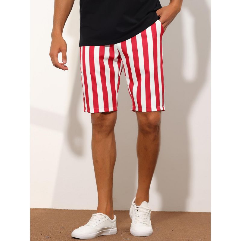 Lars Amadeus Men's Striped Regular Fit Casual Summer Dress Chino Shorts, 2 of 6