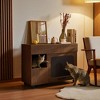 Sideboard Buffet Cabinet with Drawer and Doors, Mid-Century Style Storage Console with Acrylic Flip-Up Door and Wheels for Dining Room, Living Room - 3 of 4