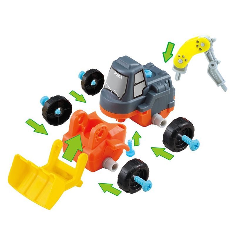 Insten 3-in-1 Take A Part Construction Toy Truck With Power Tool, Bulldozer, Excavator, Roller, 3 of 5