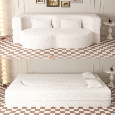 NicBex Modern Floor Convertible Sofa Bed Loveseat Couch with Pillows,Upholstered Futon Sofa for Living Room,Bedroom