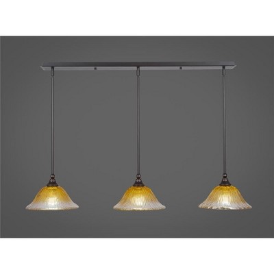 Toltec Lighting Any 3 - Light Chandelier in  Dark Granite with 10" Gold Champagne Crystal  Shade