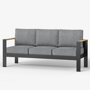 LayinSun Outdoor Patio Furniture Aluminum Couch, All-Weather Metal Sofa with 5" Thick Cushions for Porch, Balcony - 1 of 4