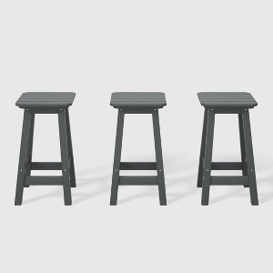 WestinTrends Malibu 24" All Weather Hdpe Outdoor Patio Square Backless Counter Stool (Set of 3) - 1 of 4